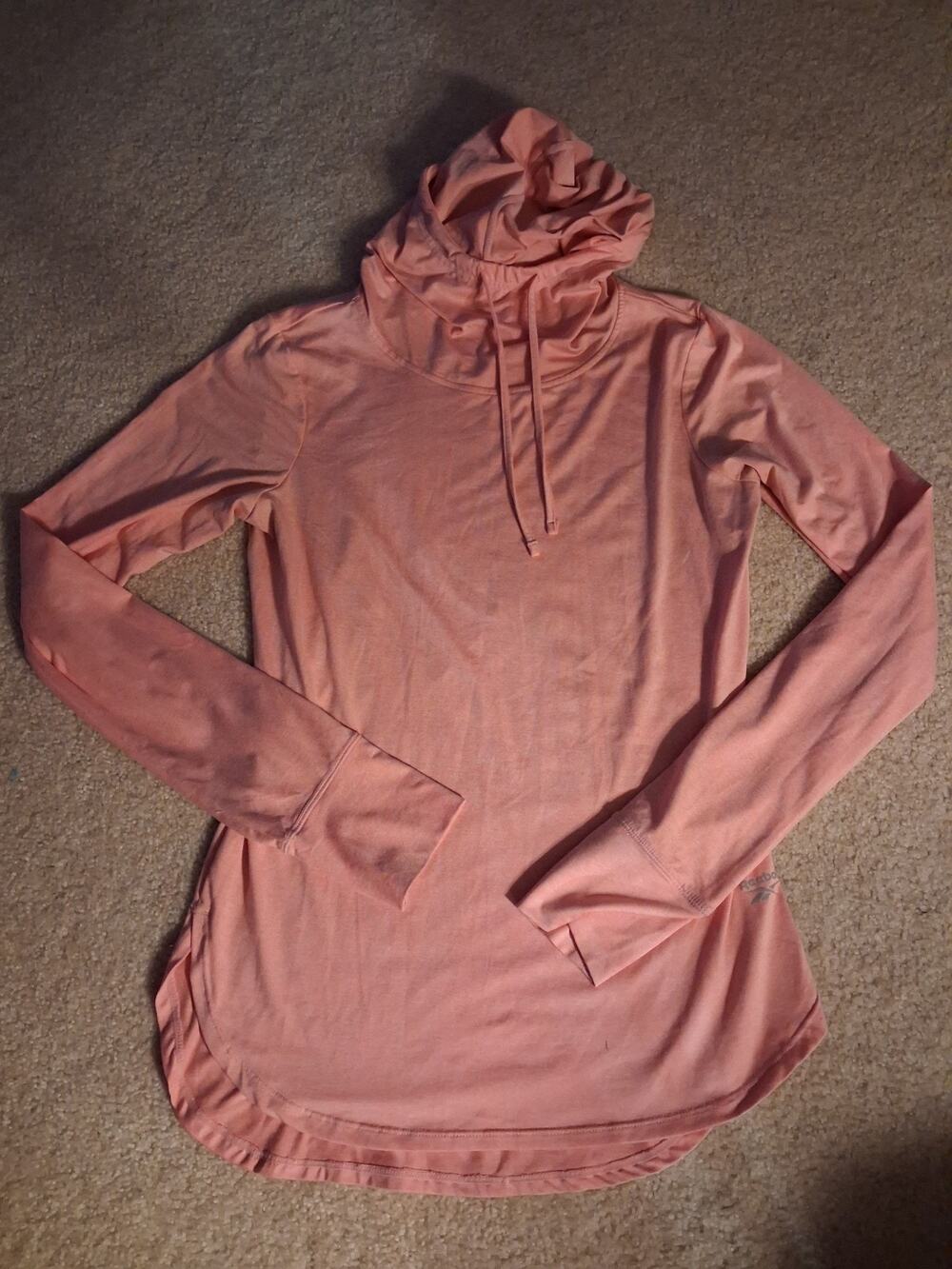 Reebok Women's Size Small Rival Long Sleeve Hoodie Peach/Rose Color Activewear